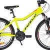 Rower górski MTB Fuzlu Team koła 24 alu. rama 14,5" limonkowo-czerwony połysk dla chłopca na komunię