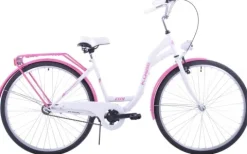Rower miejski 28 damski Kozbike biało-różowy standard