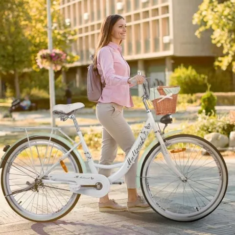 ROWER MIEJSKI DAMSKI 26" ŚWIATŁA RAMA STALOWA 17" KOŁA 26" BAGAŻNIK DZWONEK