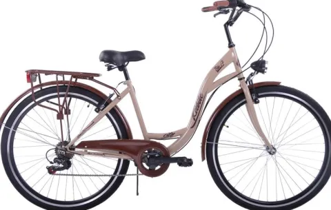 Rower miejski 28 Kozbike City 28 7s beżowo-brązowy z koszem