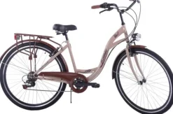 Rower miejski 28 Kozbike City 28 7s beżowo-brązowy z koszem