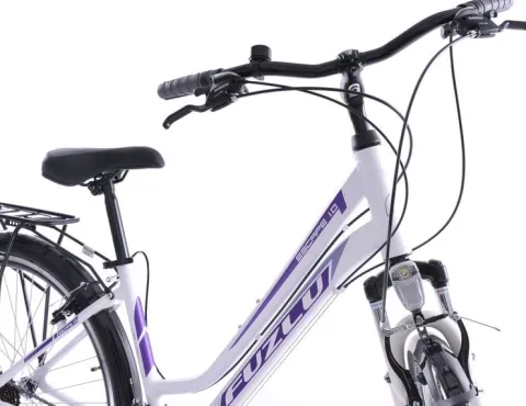 Rower trekkingowy 28 Fuzlu Escape 1.0 Lady (18") biały/fiolet/fiolet mat