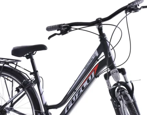 Rower trekkingowy 28 Fuzlu Escape 1.0 Lady (18") czarny/czerwony/biały mat