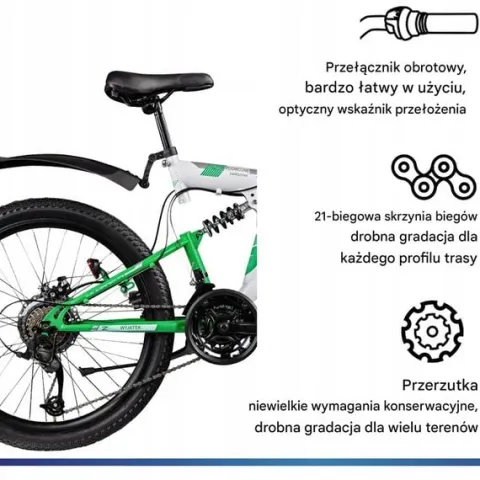 Rower Zundapp Blue 5.0 rama 17 cali, koła 24, biało - zielony