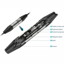 Roxtone komplet XP3FM 3 pin wtyk XLR męski nakablowy, gniazdo XLR żeńskie