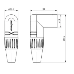 Roxtone Wtyk kątowy XLR nakablowy RX3RMP-NT