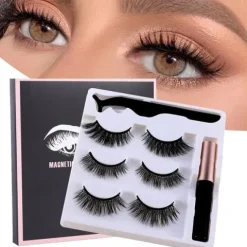RZĘSY MAGNETYCZNE 3X DŁUGIE + PĘSETA + EYELINER