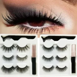 RZĘSY MAGNETYCZNE 3X DŁUGIE + PĘSETA + EYELINER