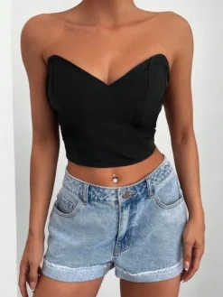 SHEIN CZARNY TOP ODKRYTE PLECY (M)