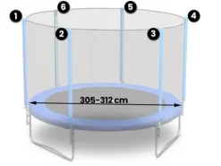 Siatka zewnętrzna do trampolin 312cm 10ft Neo-Sport