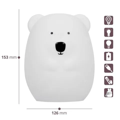 Silikonowa lampka nocna Miś dla dzieci LED USB + pilot