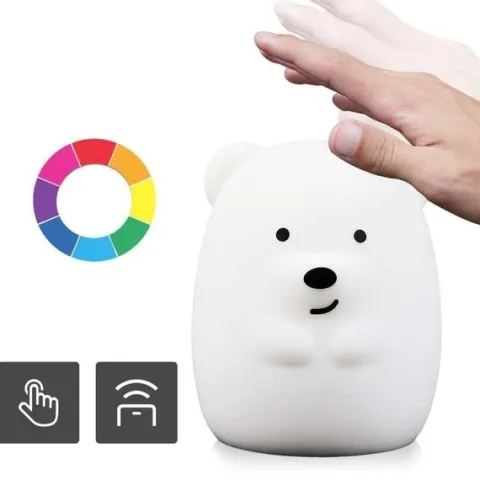 Silikonowa lampka nocna Misiek led rgb