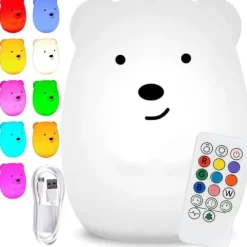 Silikonowa lampka nocna Misiek led rgb