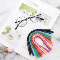 Silikonowy pasek do okularów sznureczek gumka plecionka - Czarny