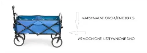 Składany duży wózek ogrodowy plażowy transportowy niebieski wzmocnione