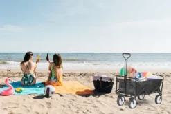 Składany duży wózek ogrodowy plażowy turystyczny transportowy czarny