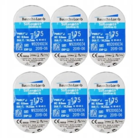Soczewki SOFLENS 59 6 szt. BC 8.6 moc -1,75