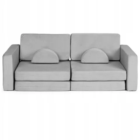 Sofa Składana Modułowa dla Dzieci Duża 2 Osobowa 10 Miękkich Poduch - Szara