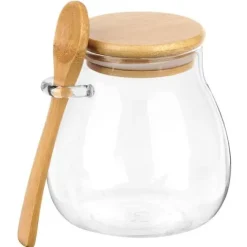 Słoik na jogurt i desery z pokrywką i łyżeczką bambusową 440 ml 2 szt.
