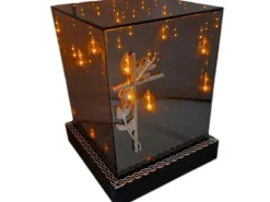 SOLAR SOLARNY FOTOWOLTAICZNY ZNICZ LAMPION KWT GIGANT 3D KRZYŻ SREBRO