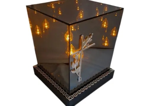 SOLAR SOLARNY FOTOWOLTAICZNY ZNICZ LAMPION KWT GIGANT 3D KRZYŻ SREBRO