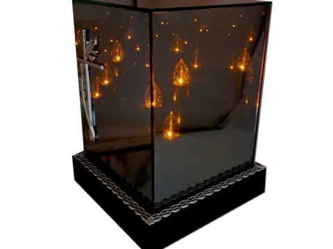 SOLAR SOLARNY FOTOWOLTAICZNY ZNICZ LAMPION KWT GIGANT 3D KRZYŻ SREBRO