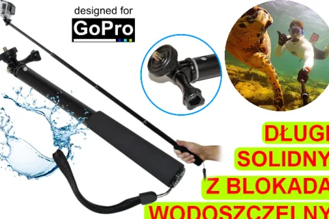 SOLIDNY DŁUGI MONOPOD WODOSZCZELNY Z BLOKADĄ DO GOPRO HERO 7 6 5 4 3+