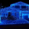 SOPLE 500 LED KURTYNA LAMPKI ZEWNĘTRZNE IP44 NIEBIESKIE + ZIMNY FLASH 21M
