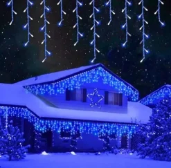 SOPLE 500 LED KURTYNA LAMPKI ZEWNĘTRZNE IP44 NIEBIESKIE + ZIMNY FLASH 21M