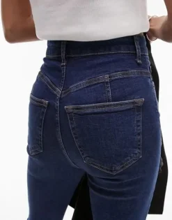 SPODNIE GRANATOWE RURKI WYSOKI STAN TOPSHOP W28-L32 32730
