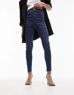 SPODNIE GRANATOWE RURKI WYSOKI STAN TOPSHOP W28-L32 32730