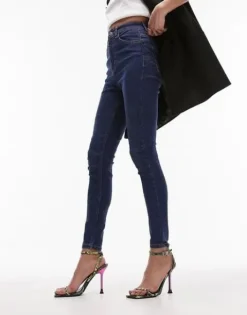 SPODNIE GRANATOWE RURKI WYSOKI STAN TOPSHOP W28-L32 32730