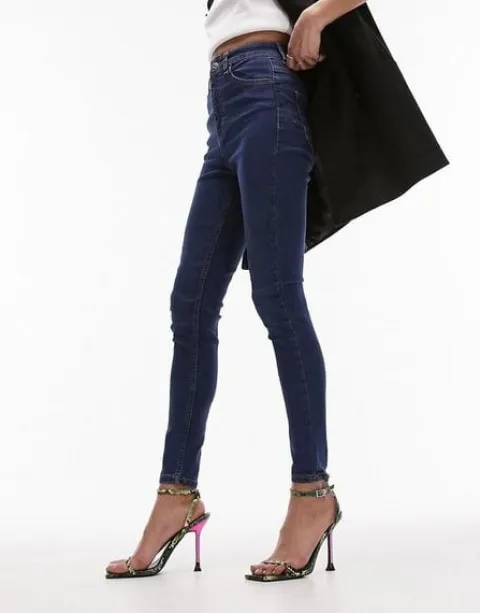 SPODNIE GRANATOWE RURKI WYSOKI STAN TOPSHOP W28-L32 32730