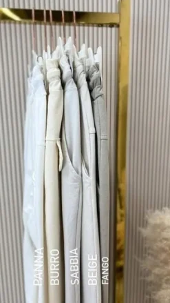 Spodnie Włoskie Wiya Bawełniane z Patką Uni Beige