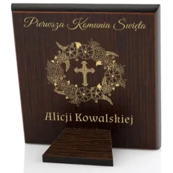 SREBRNY OBRAZEK Anioł Stróż PREZENT na Komunię PAMIĄTKA KOMUNII + GRAWER
