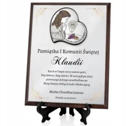 SREBRNY obrazek pamiątka I Komunii Świętej NADRUK