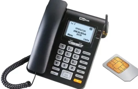 Stacjonarny Telefon Komórkowy Na Kartę Dla Seniora Sim Maxcom Mm28D Biurowy