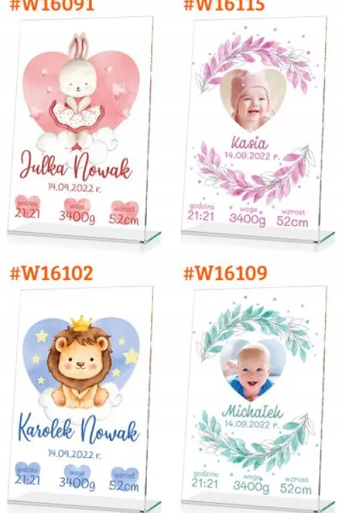 STATUETKA metryczka dla dziecka PREZENT nadruk