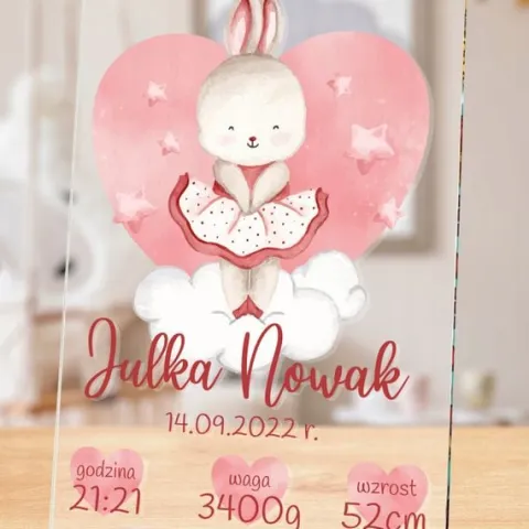 STATUETKA metryczka dla dziecka PREZENT nadruk