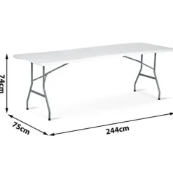 Stół cateringowy ogrodowy składany 244 cm Plonos biały