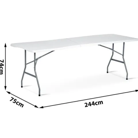 Stół cateringowy ogrodowy składany 244 cm Plonos biały
