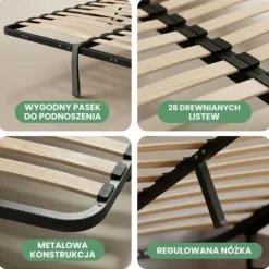 Stelaż do Łóżka 160x200 cm Podnoszony Metalowy Wkład pod Materac 28 listew