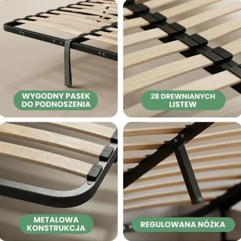 Stelaż do Łóżka 160x200 cm Podnoszony Metalowy Wkład pod Materac 28 listew
