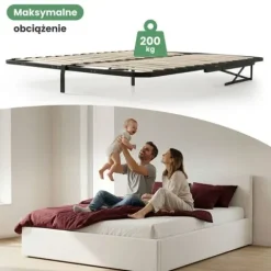 Stelaż do Łóżka 160x200 cm Podnoszony Metalowy Wkład pod Materac 28 listew