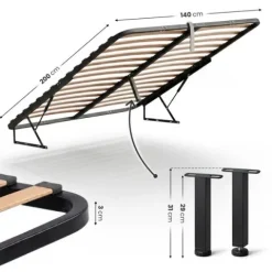 Stelaż do Łóżka 140x200 cm Podnoszony Metalowy Wkład pod Materac 28 listew