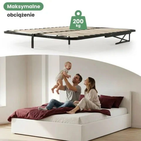 Stelaż do Łóżka 140x200 cm Podnoszony Metalowy Wkład pod Materac 28 listew