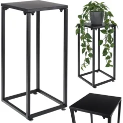 Stojak Metalowy Kwietnik na Kwiaty Dekoracje do Salonu Czarny 60 cm Loft