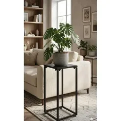 Stojak Metalowy Kwietnik na Kwiaty Dekoracje do Salonu Czarny 60 cm Loft