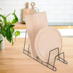 Stojak na pokrywki i talerze metalowy czarny RADKA 34,5x14x19 cm