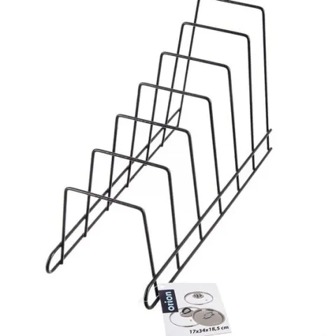 Stojak na pokrywki i talerze metalowy czarny RADKA 34,5x14x19 cm